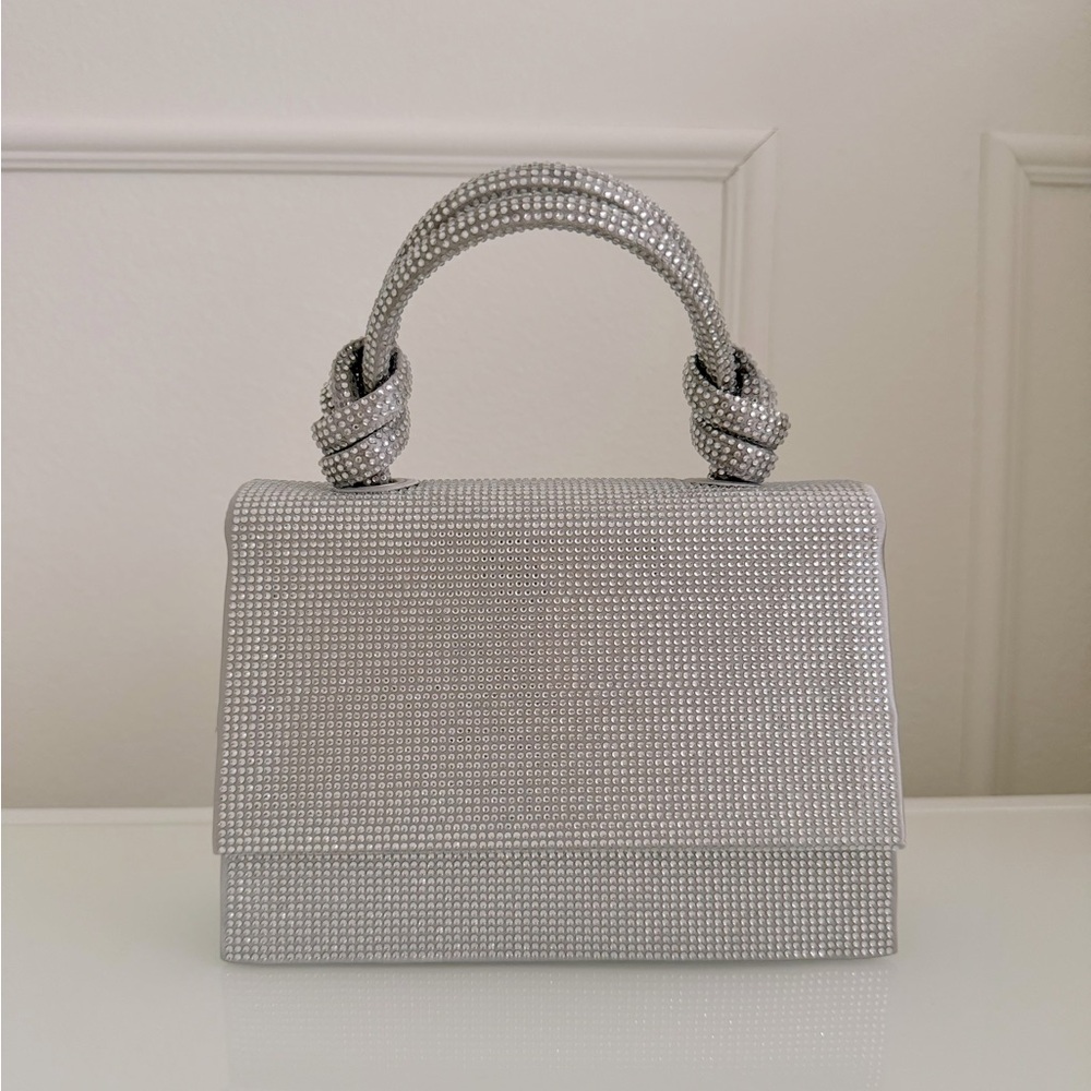 Zara limited edition shimmery mini city bag silver